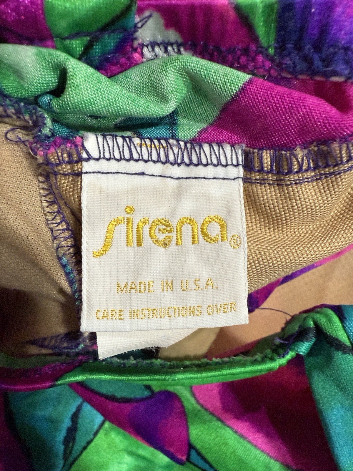 Vintage 80s Sirena 12 One Piece Swimsuit Vibrant Floral Retro Pin Up Ruched