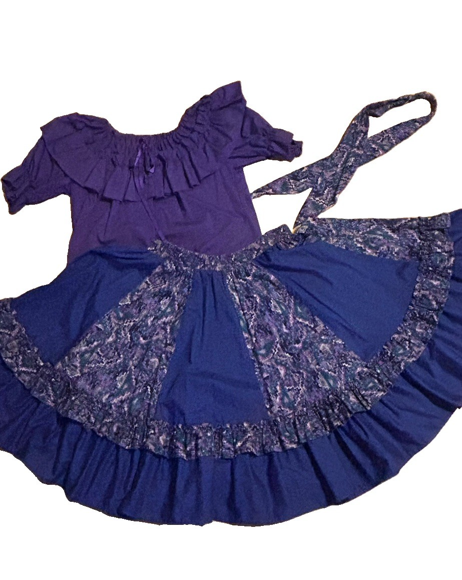 VNT 80’s Malco Modes Square Dance Dress Set Sz L Western Rockabilly Prairie