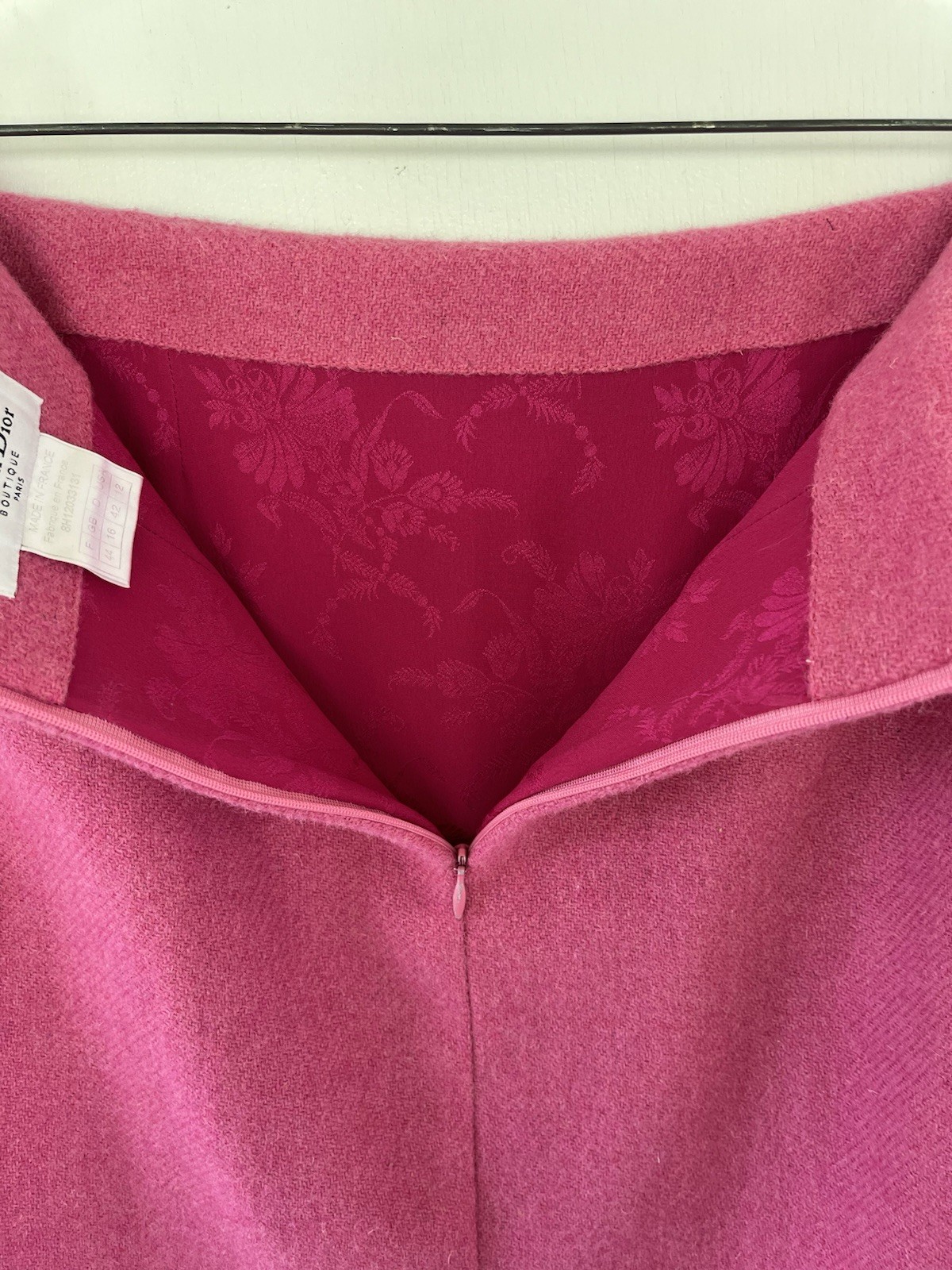 Christian Dior Vintage 1998 John Galliano Pink Wool Skirt Rose Floral Silk