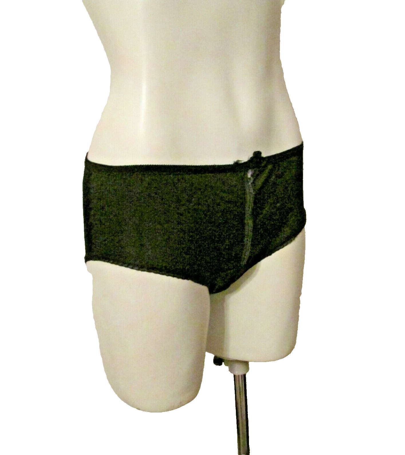 50’s Black Semi Sheer Silky Nylon Zipper Button Closure Bikini Panty S USA made