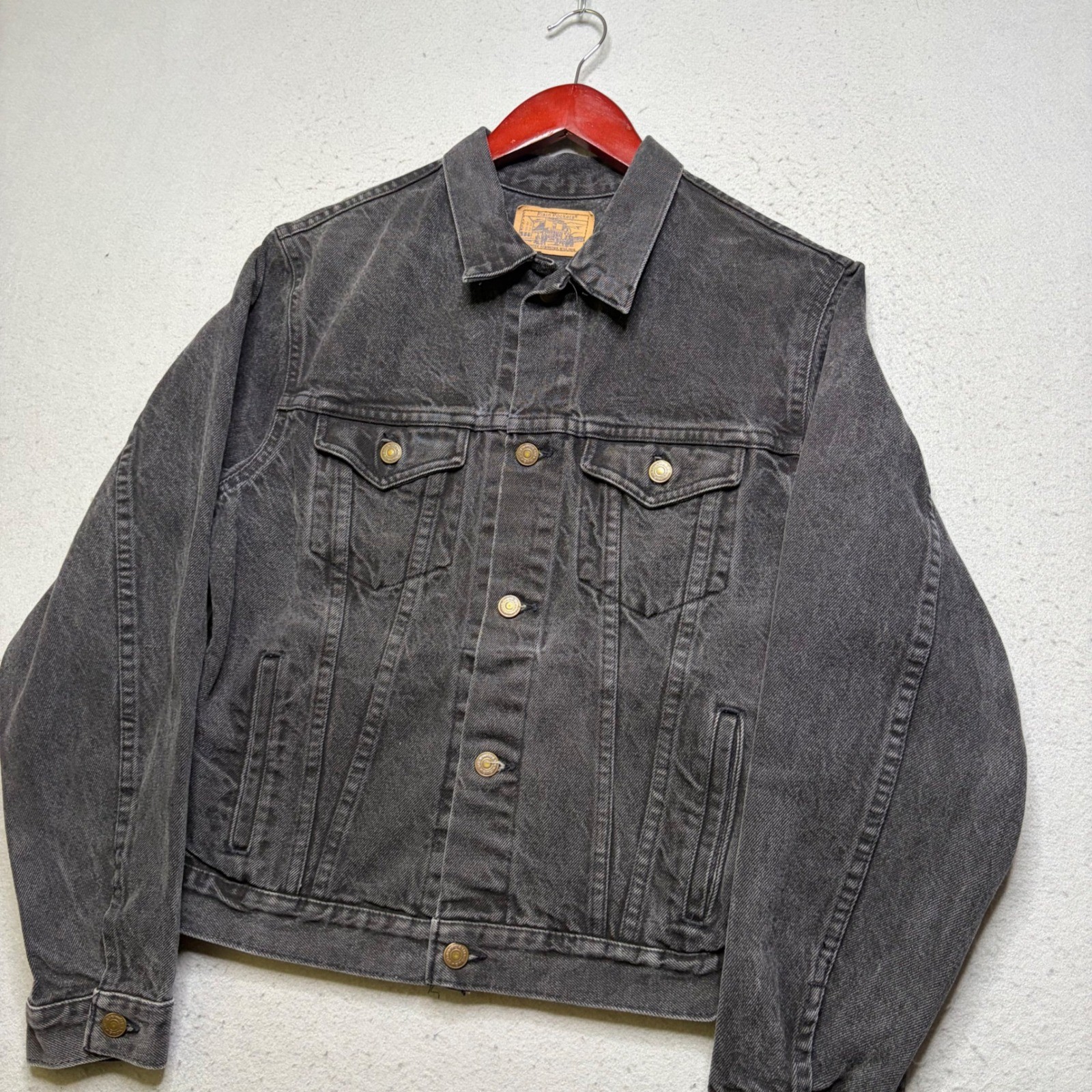 JCPenney Plain Pockets Denim Jacket Womens Small Black Vintage 80s Trucker USA