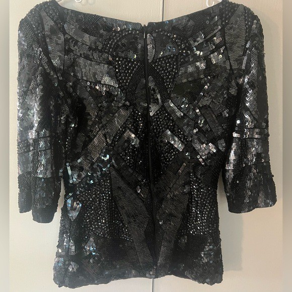 Vintage French Connection Art Deco Exquisite Heavily Beaded Sequined Top sz 6
