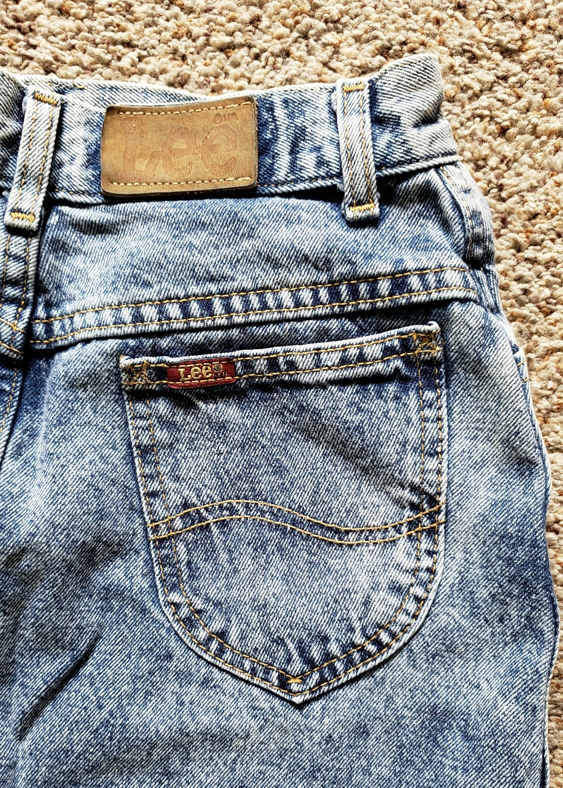 Vintage 1980s LEE Womens Acid Wash Denim Jeans Short Skirt Size 5, Cool Retro