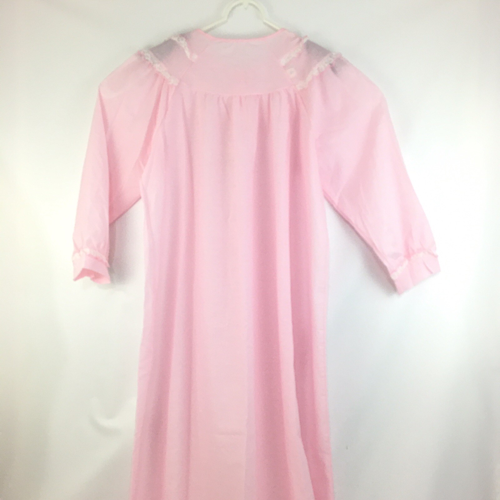 Vintage Katz Never Press Pink Womens Long Gown Nightgown Large L Size 38 #5388