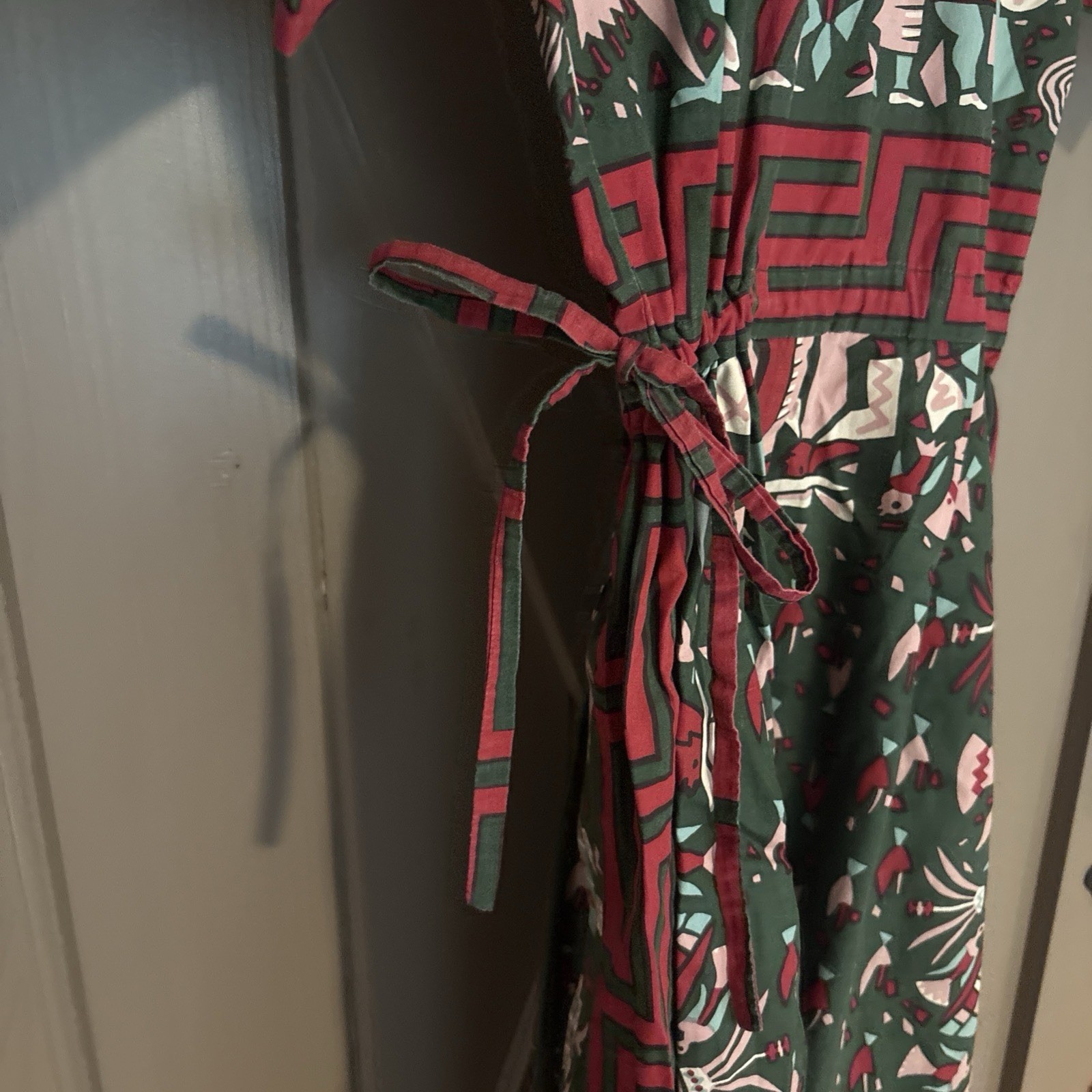 Vintage 1970 Silvania Prints Cotton,Mid Dress Sz S,Handprinted Peruvian Folklore