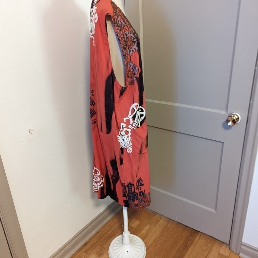 Batik Beaded Lagenlook Robe Duster Vest Dress Rayon 90’s Vintage Bali Sensation