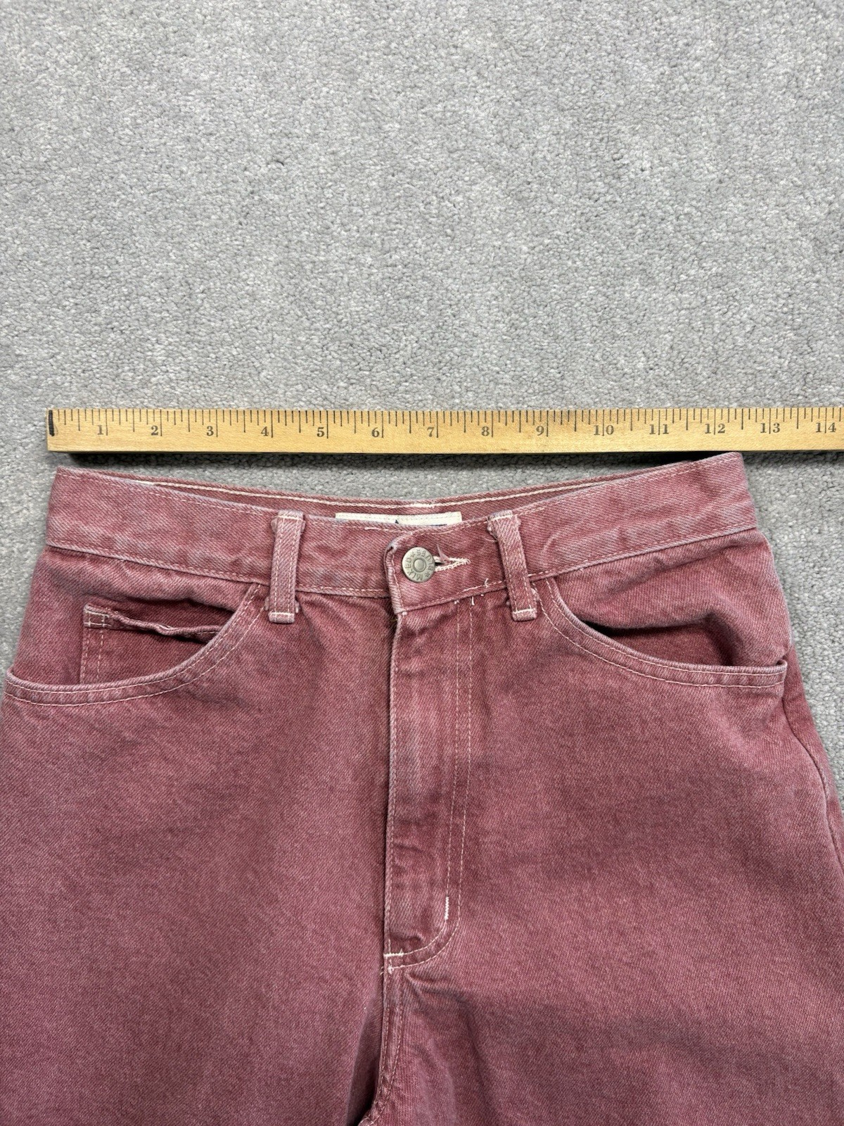 80s Mixed Blues High Waisted Denim Jeans Vintage Made in USA Size 9 Red