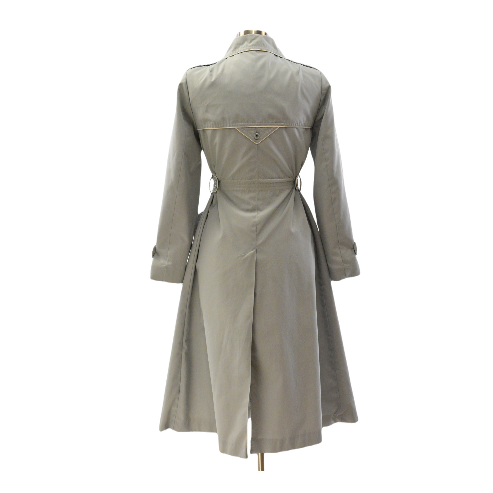 70s Casual Corner Piped Long Belted Coat Western Art Deco Hazy BlueGray Womens M