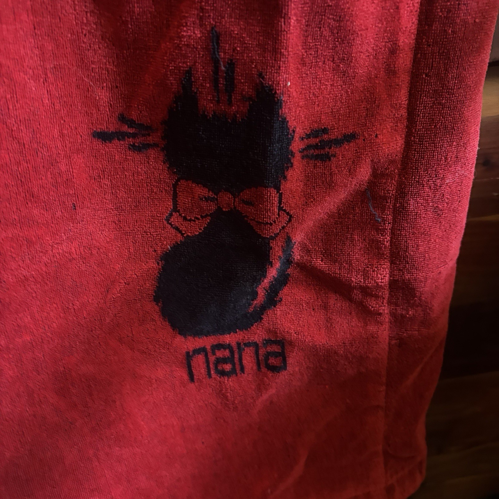 Vintage Japan Yokohama Nana Black Cat Red Robe