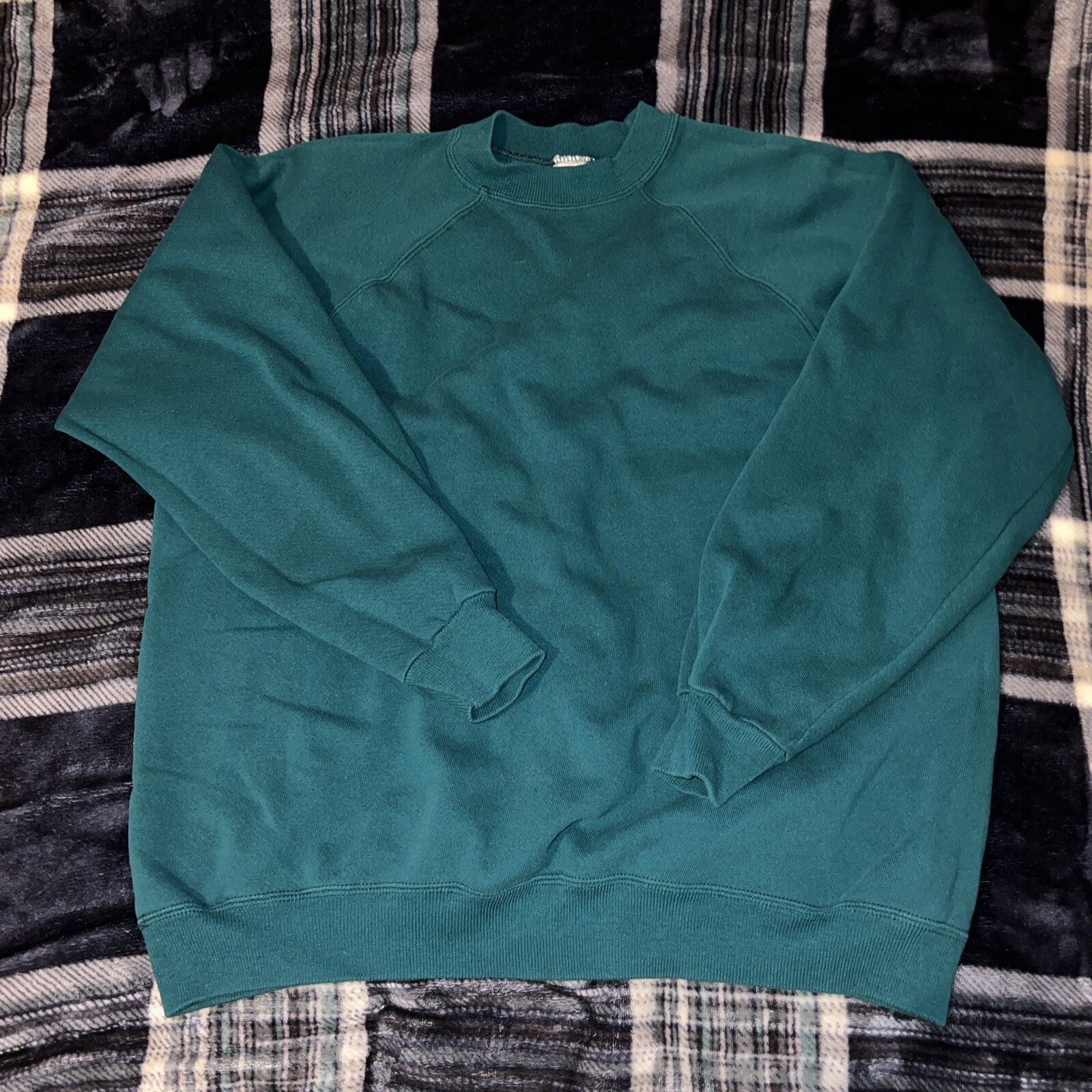 Vintage Hanes Her Way 90s pullover crewneck sweatshirt XL Teal Made in USA