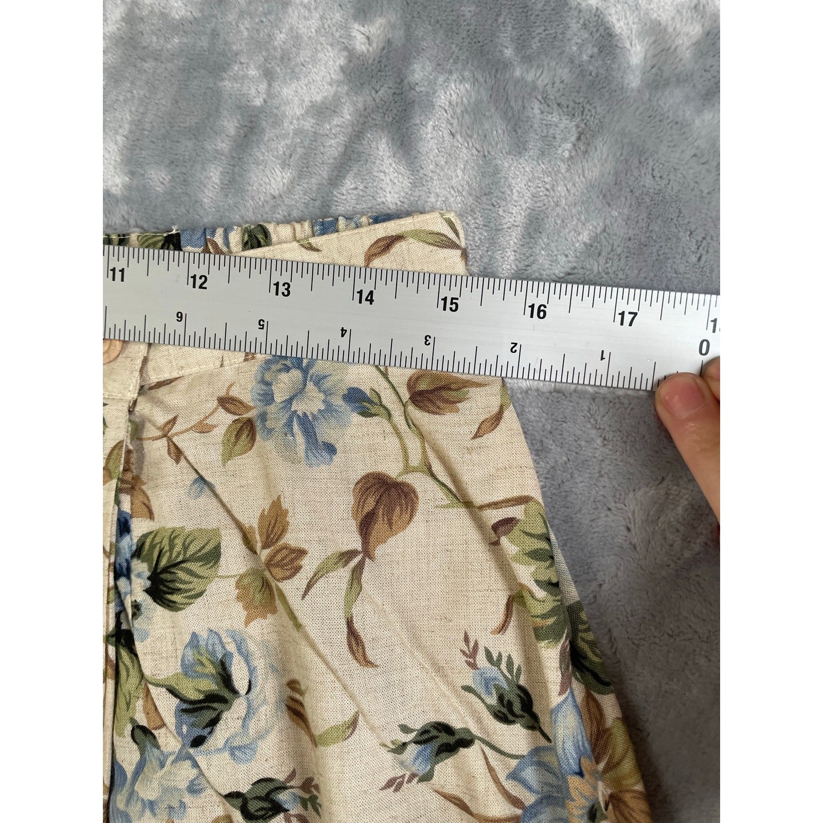 Vintage 90s blue rose floral print wrap midi skirt Koret cottage feminine Large
