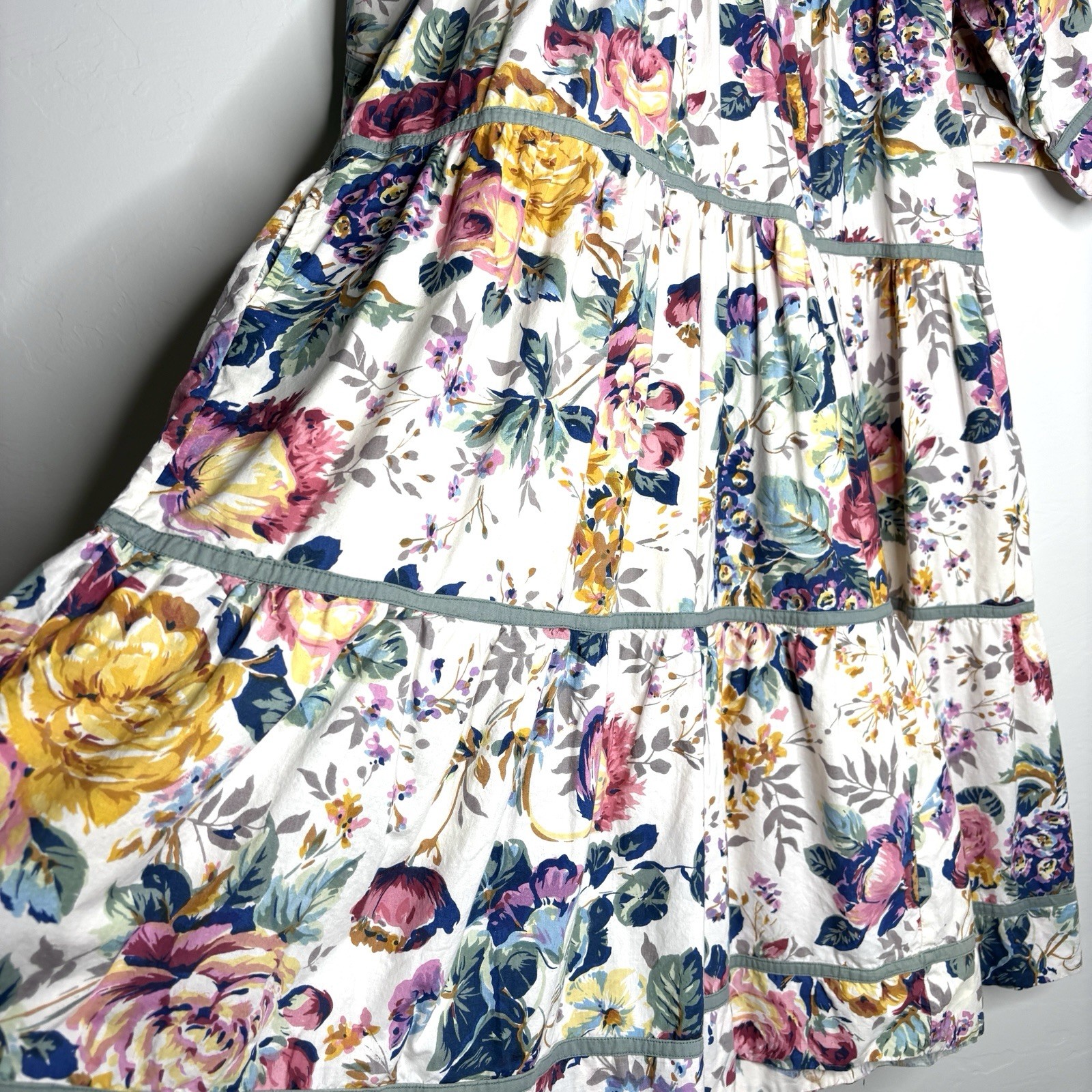 Dress Vintage 1970’s STAR OF INDIA Tiered Floral cotton Cottagecore Festival M