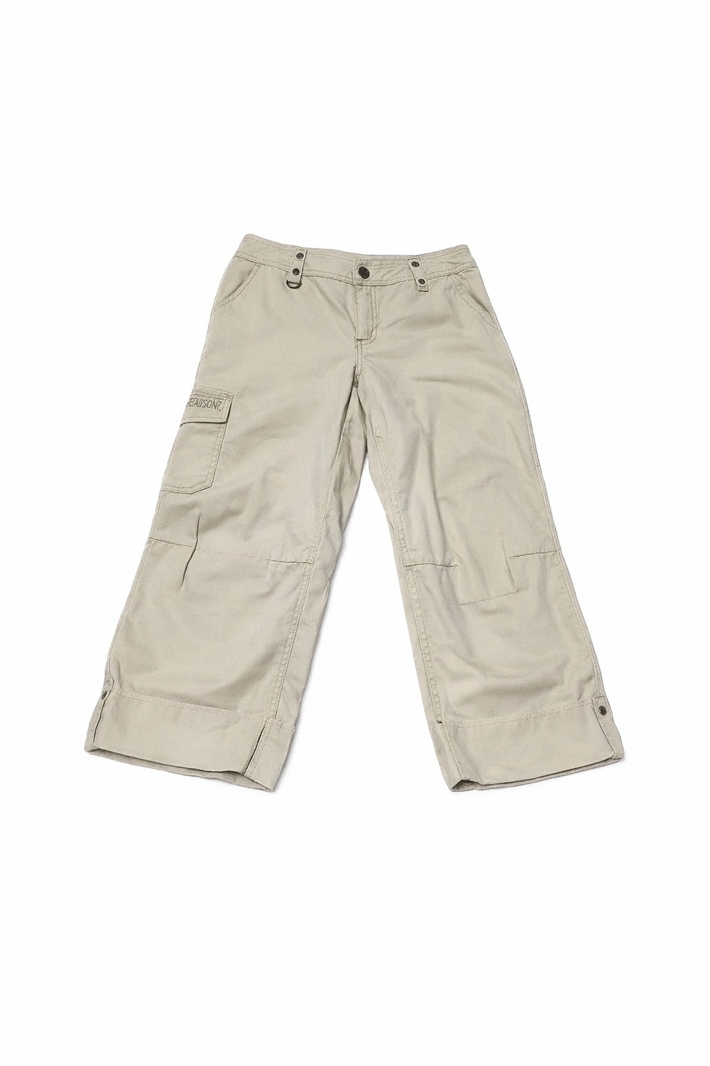 Y2K Harley Davidson Cargo Capris Womens 8 Khaki Tan Cuffed Street Style