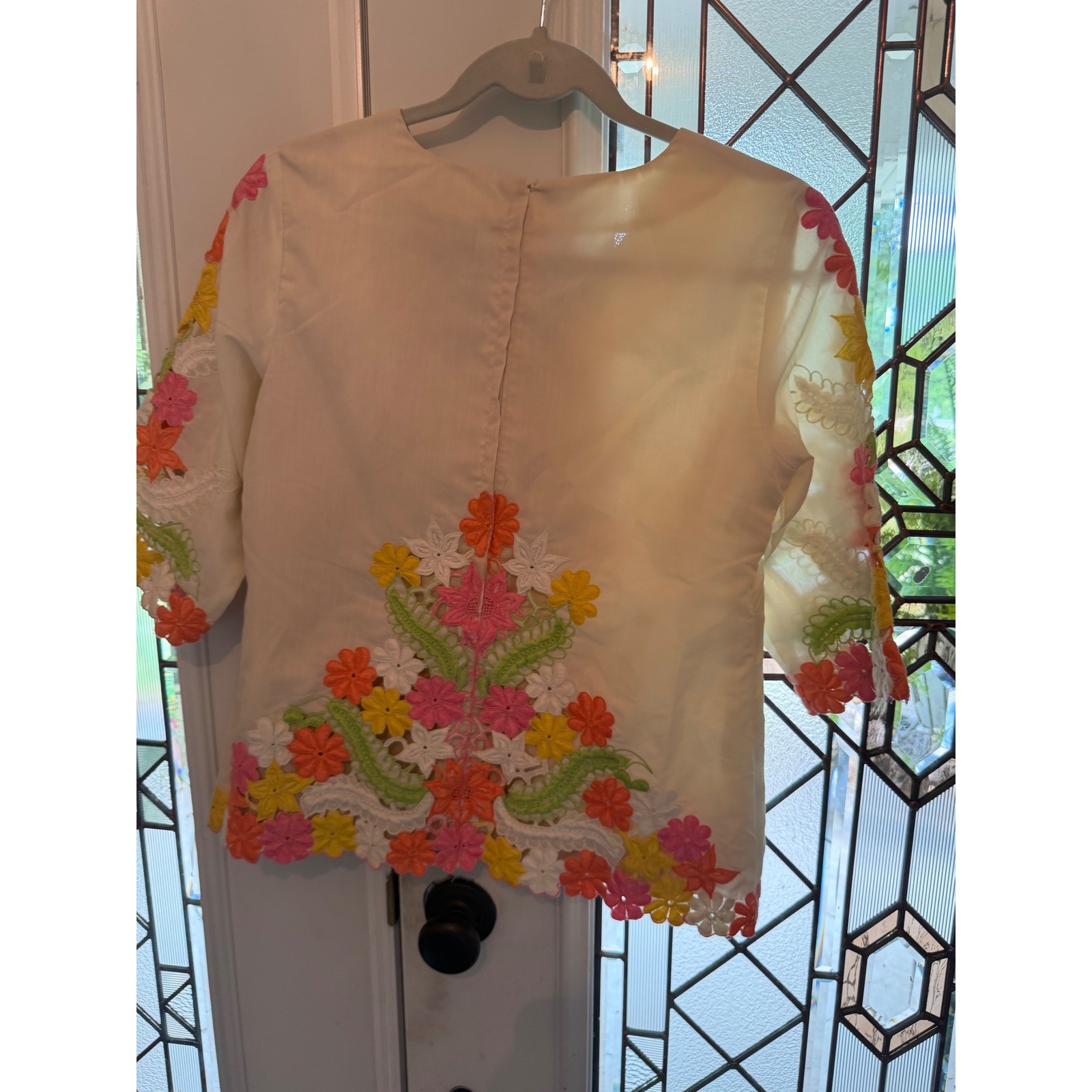 VINTAGE embroidered hand made blouse fit todays size 4-6