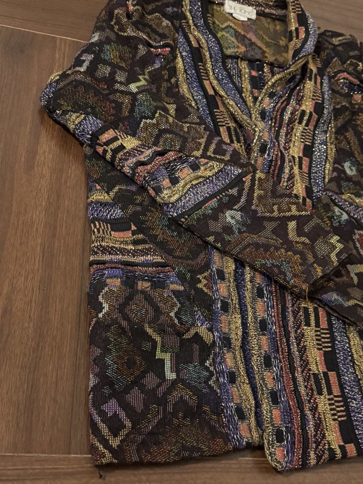 Vintage THE ICING 90s Patterned 3D net Sweater Jacket Coogi Style size M Y2K