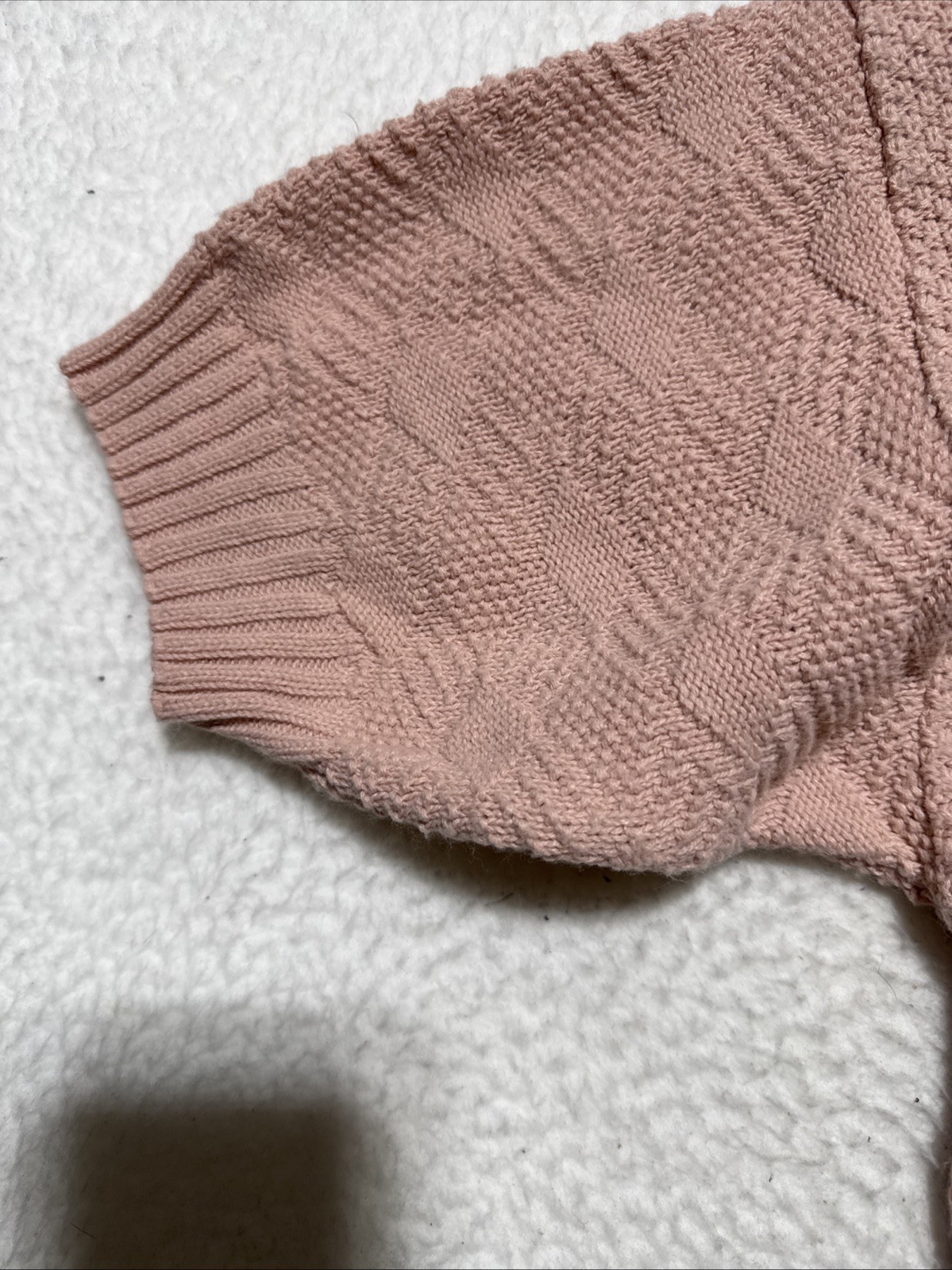 VTG 80’s American Pride Pink Floral 3D Textered Knit Short Sleeve Sweater L
