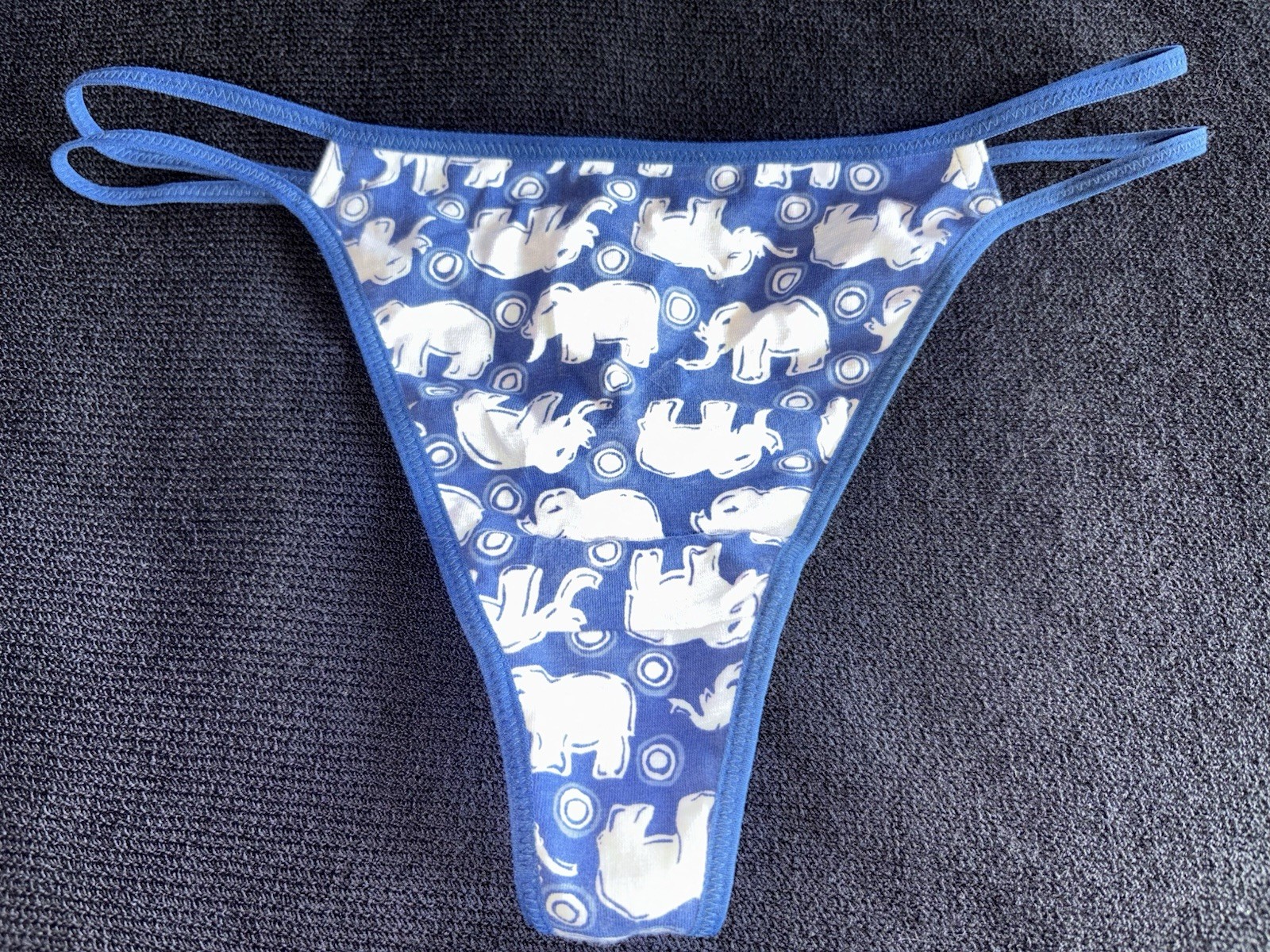 Lily Of France Y2K Vtg Cotton Elephant L Panty Thong String Bikini Underwear