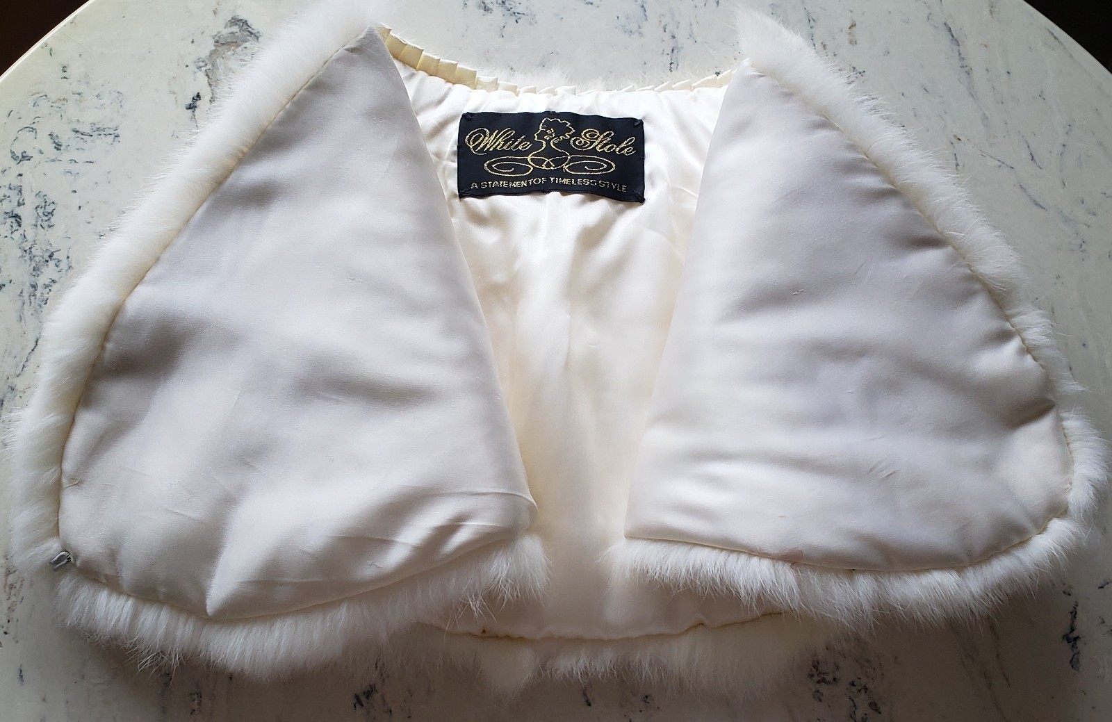 WHITE STOLE 'Princess’ Ivory Rabbit Fur Bridal Shawl | Classic Retro Glamour (S)