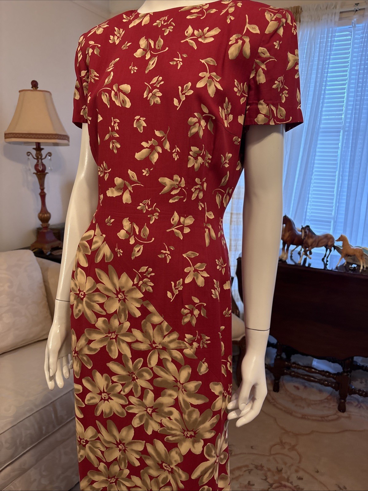 Vtg Donna Morgan Floral Maxi Dress Red With Flower Pattern Sz 4 Beautiful