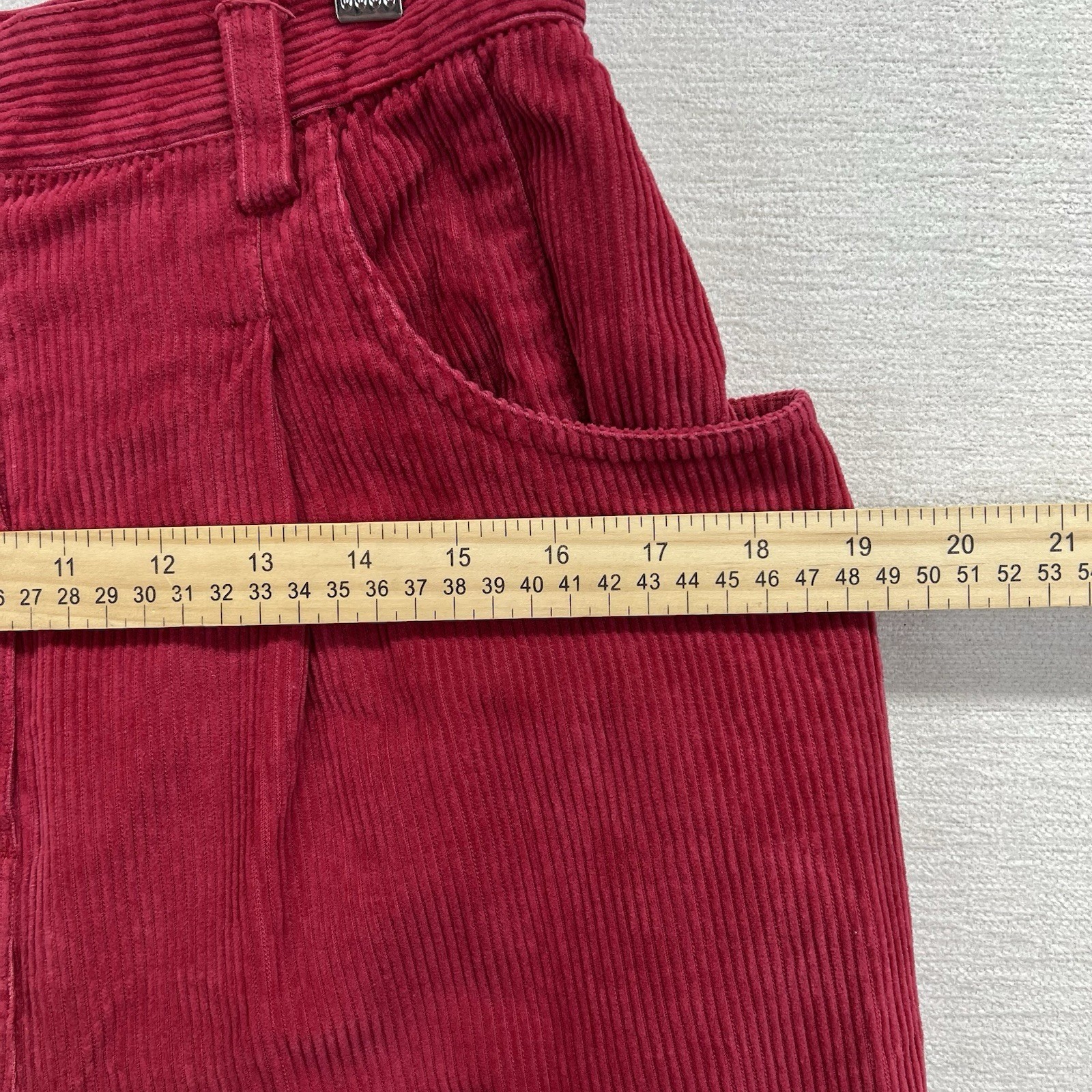 Cambridge Dry Goods Corduroy Pants Waist 26 Red High Waisted Pleated Mom VTG 90s