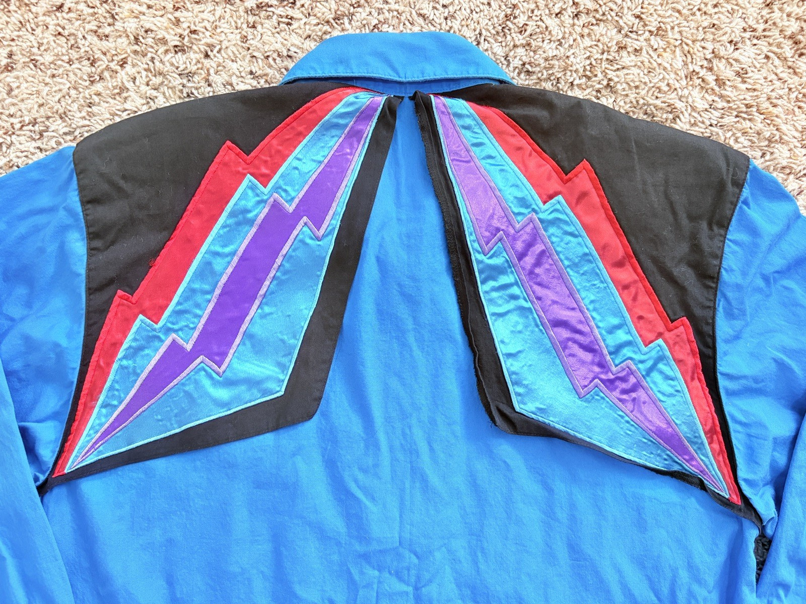 Vtg Wrangler Bowie Style Satin Lightning Bolt Western Shirt Womens Medium