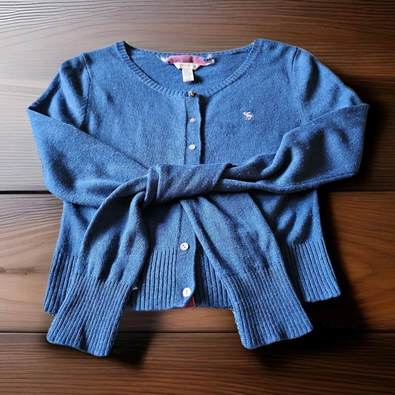 VTG Abercrombie Fitch Crop Cashmere Angora Jeweled Button Cardigan M Velvet Y2K