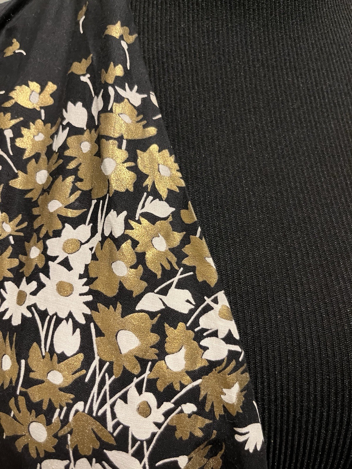 Vintage 1950s Gold Black Wrap Dress