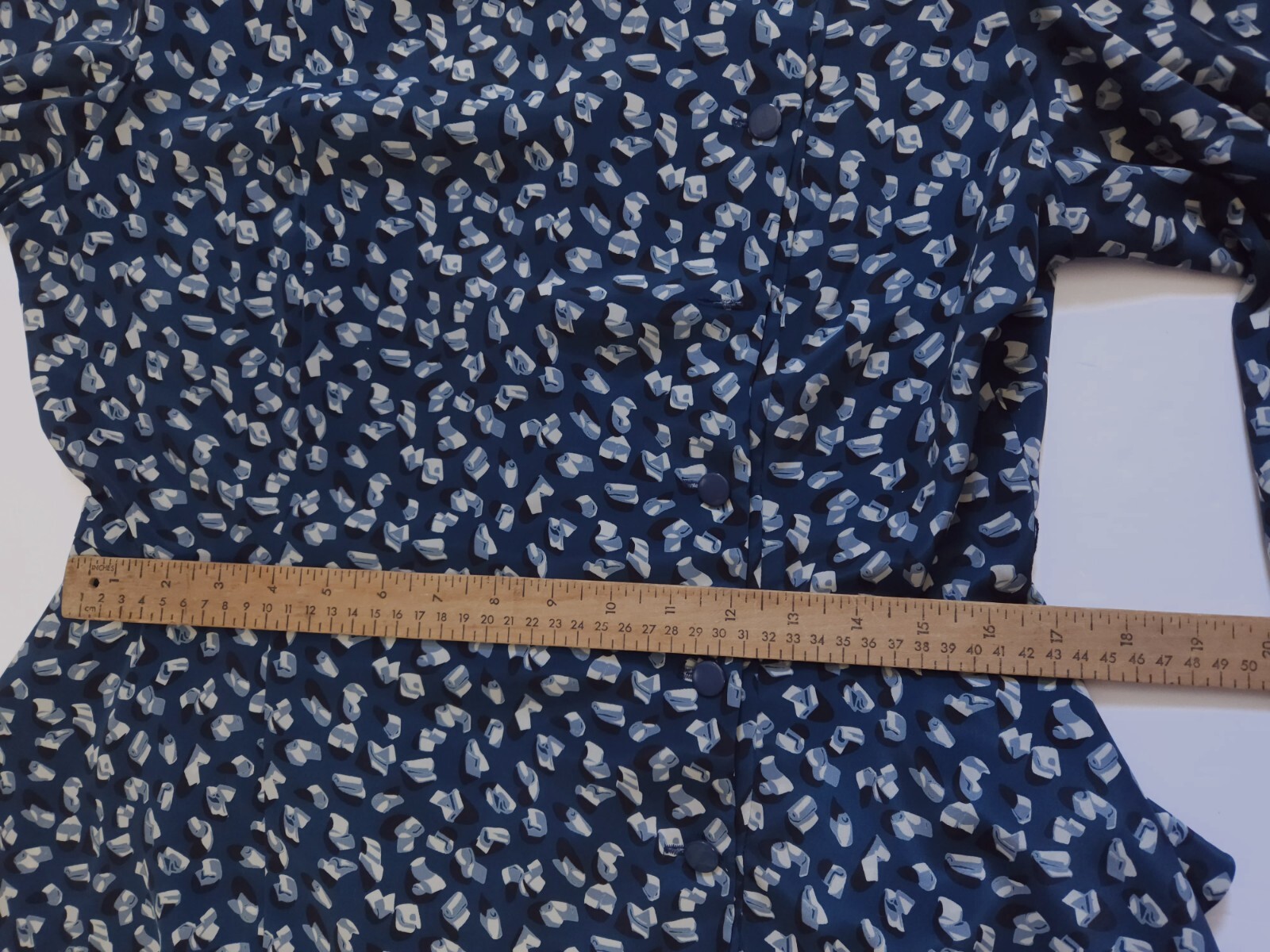 Liz Roberts Petites Vintage Marine Blue Abstract Peplum Dress 80s Women’s Medium