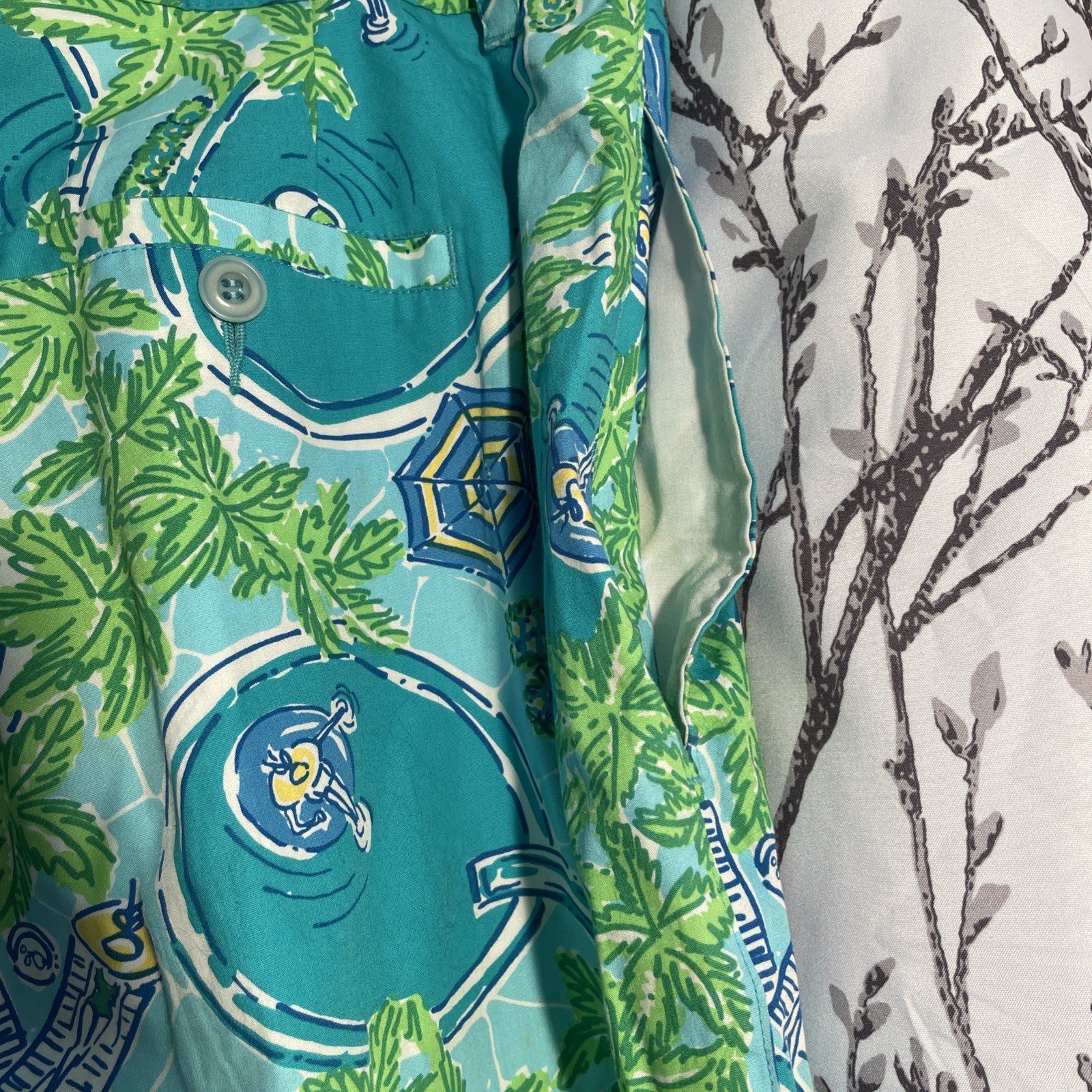 Lilly Pulitzer Size 34 Greens Pool Tropical Pants Vacation/Cruise