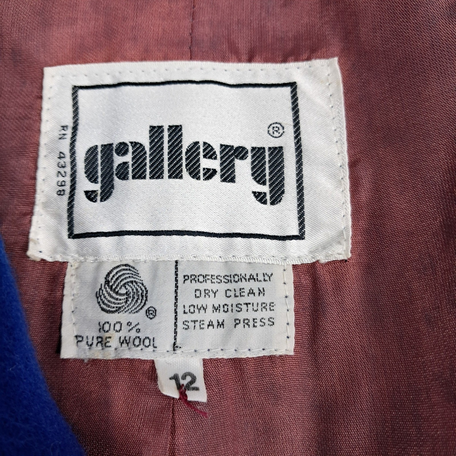 Gallery Vintage Royal Blue 100% Pure Wool Double Breasted Coat Yugoslavia Sz 12