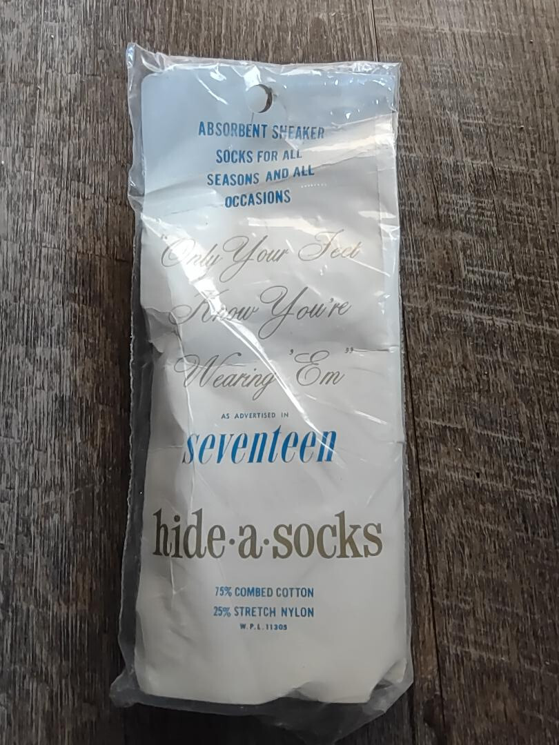Vintage NOS HIDE-A-SOCKS Extra Low Cut for All Flats Size 8-9.5 Cotton/Nylon