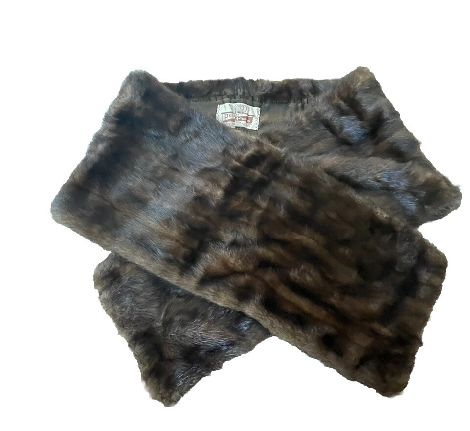 RARE VINTAGE MAHOGONY STRAIGHT MINK Straight Stole, 68” PELTA FURS, Signed