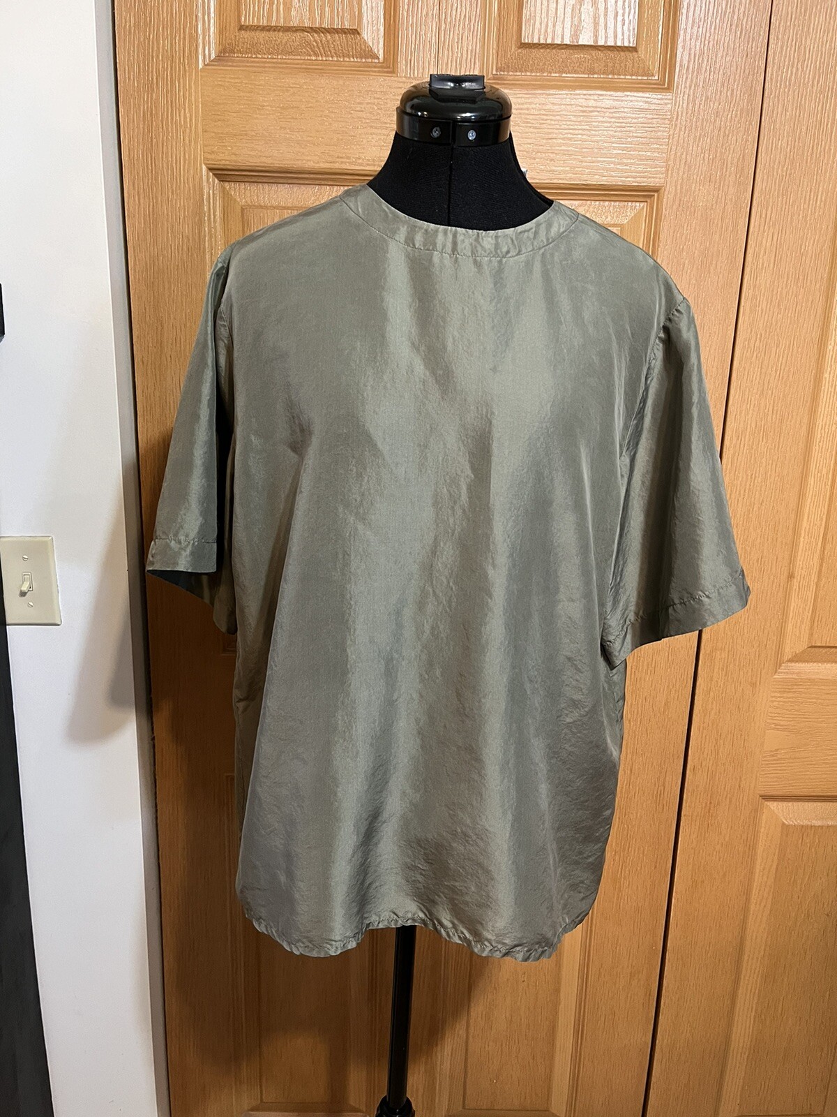Vintage Pat Argenti Silk Blouse 10 Classic Wear Army Green Versatile