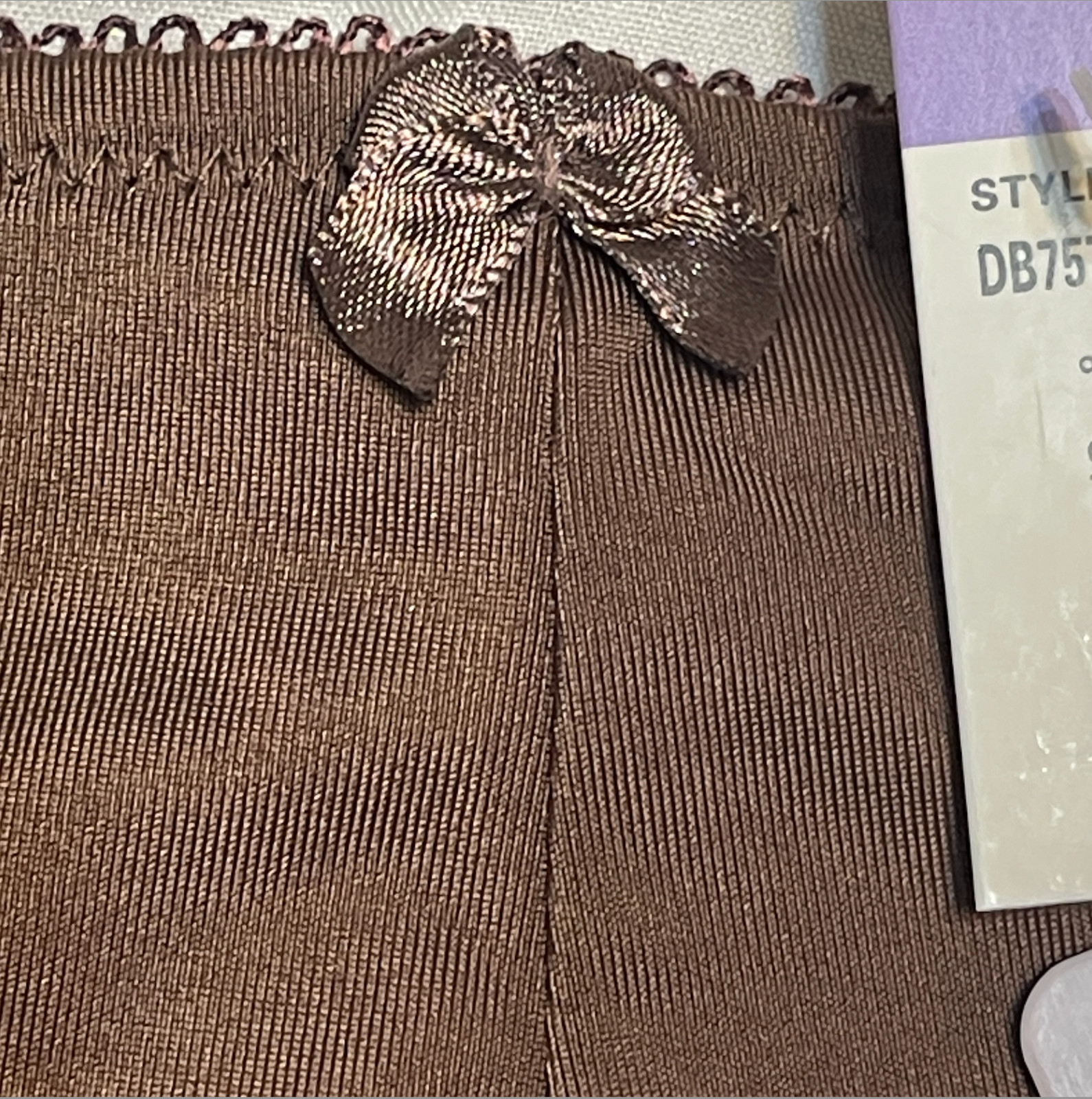 Vtg DELTA BURKE Lace Satin Polyester 9/2X Cheeky Dark Brown Boy Short Panties