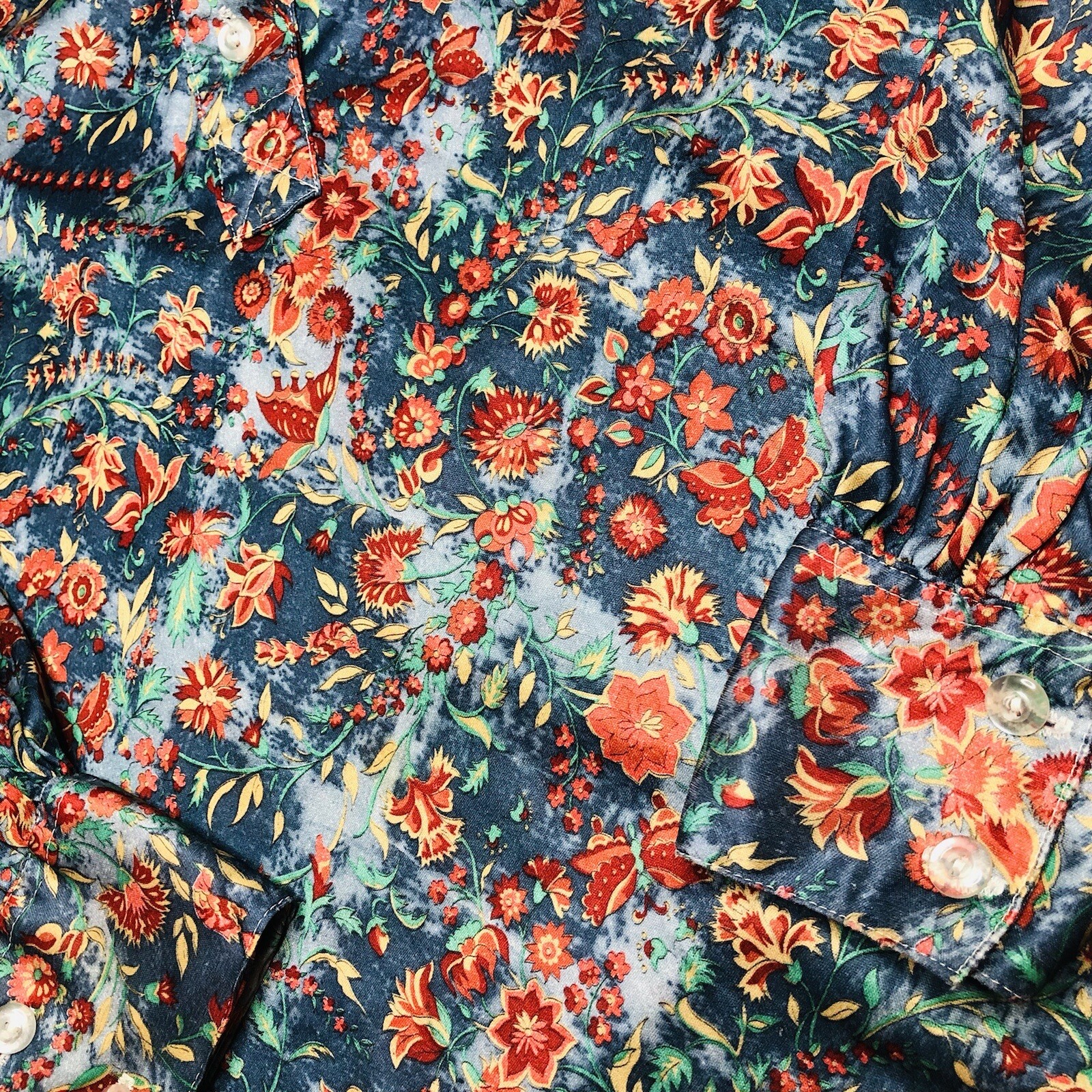VTG 70s Organically Grown by Apreja XXS / P Ladies Shirt Blouse Floral Butterfly