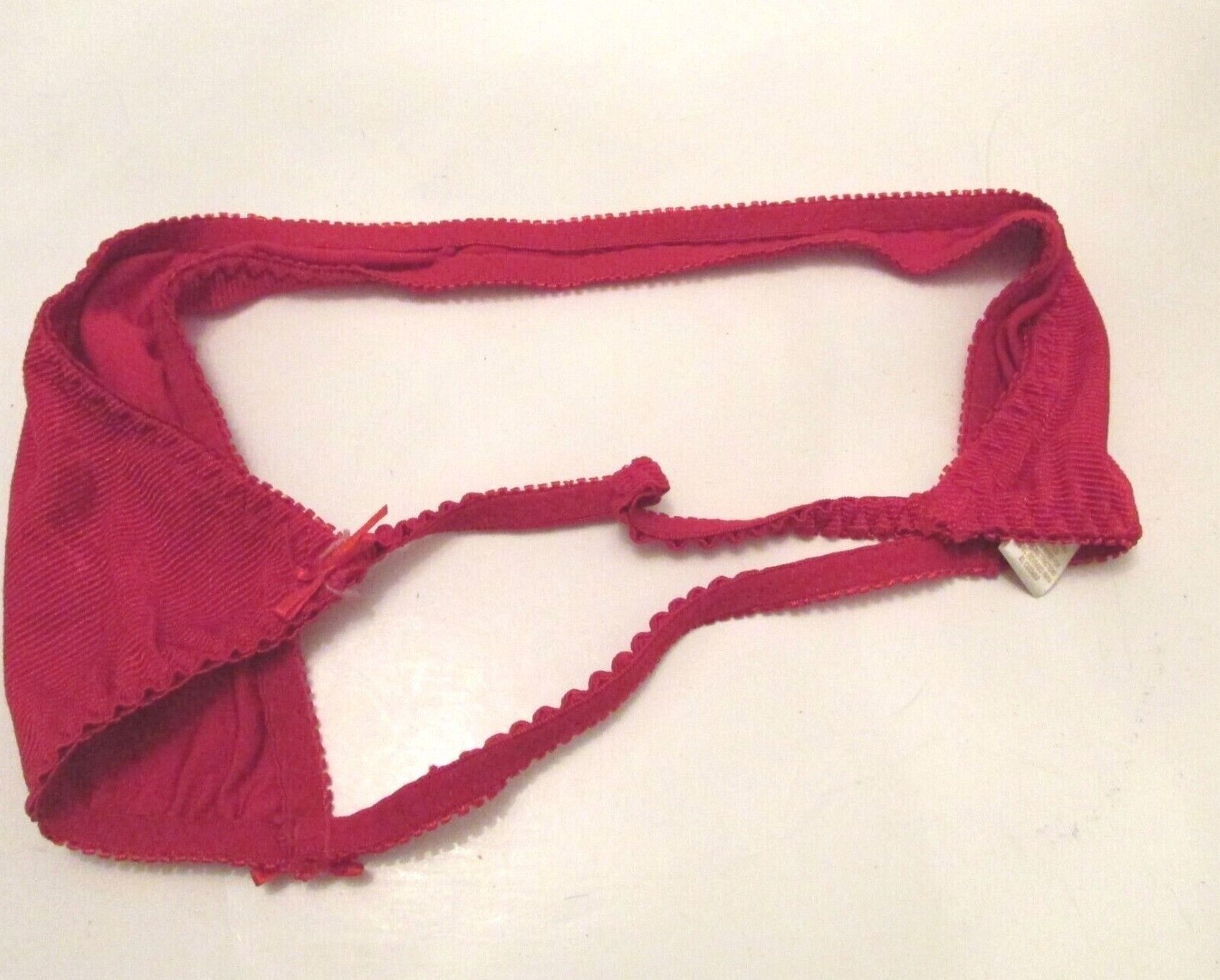 Van Dale Red Ribbed Stretch Nylon Spandex Hipster String Bikini Panties fits S-L