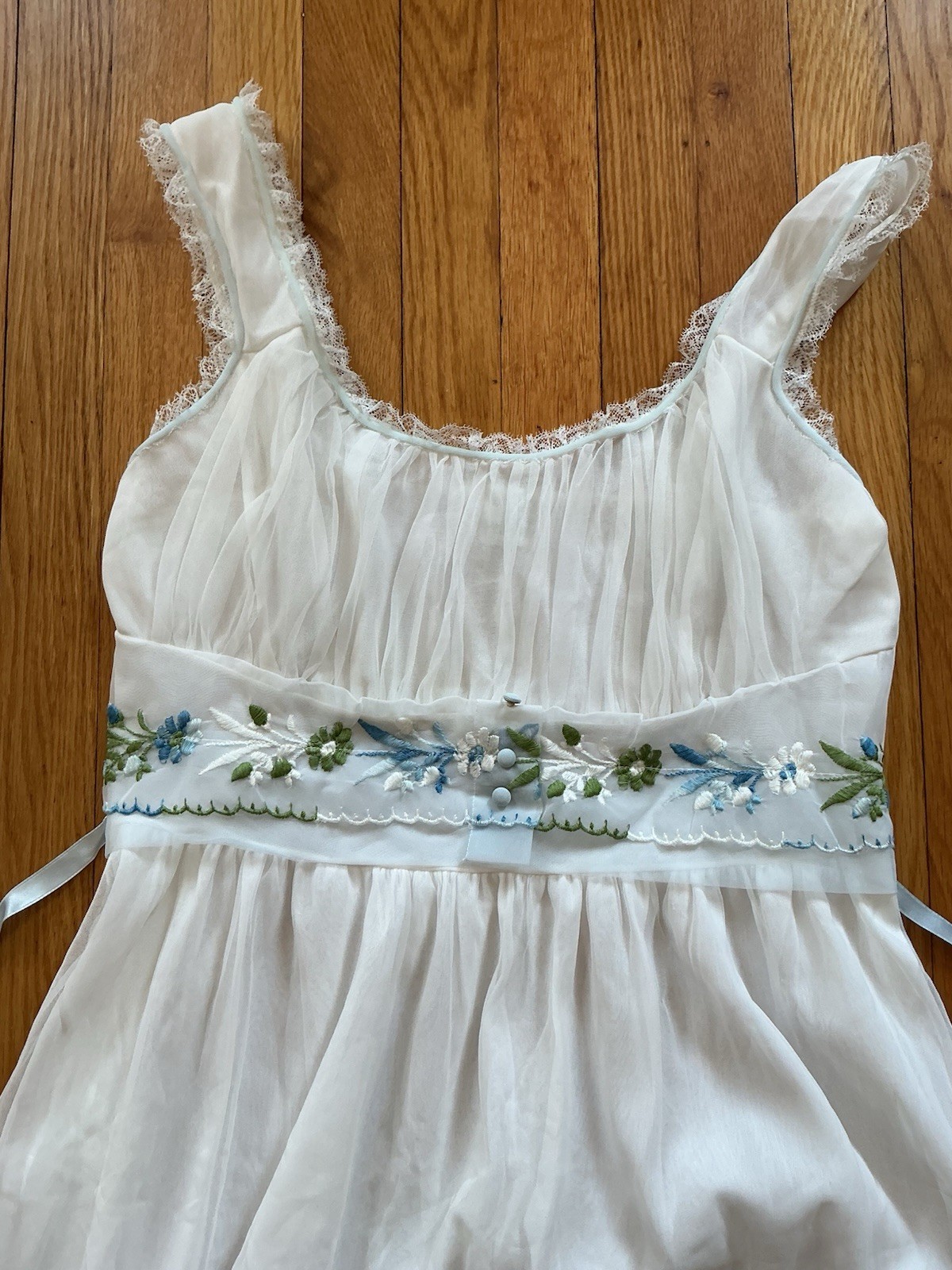 Vintage Miss Siren Negligee Chiffon Nylon Lace Babydoll Romantic Nightgown 36 S