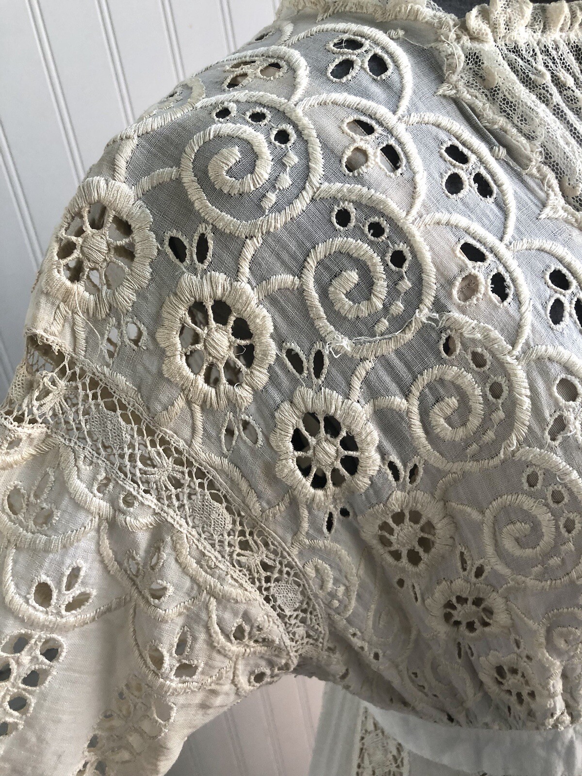 Ivory Edwardian Cotton Mixed Lace Lingerie Day Dress