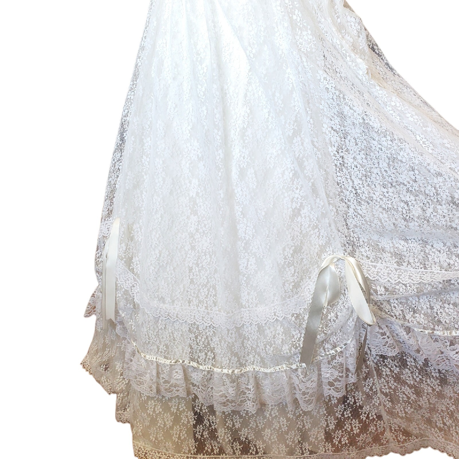 Gunne Sax Victorian White Lace Wedding Gown Cottage Core Size 2 4 Edwardian