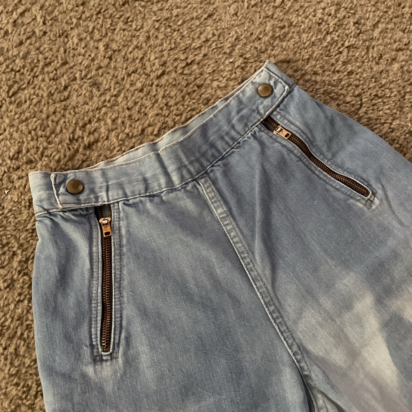 Vintage High Waisted Bell Bottoms Denim Jeans Rumble Seats by Wilkins Size 24×29