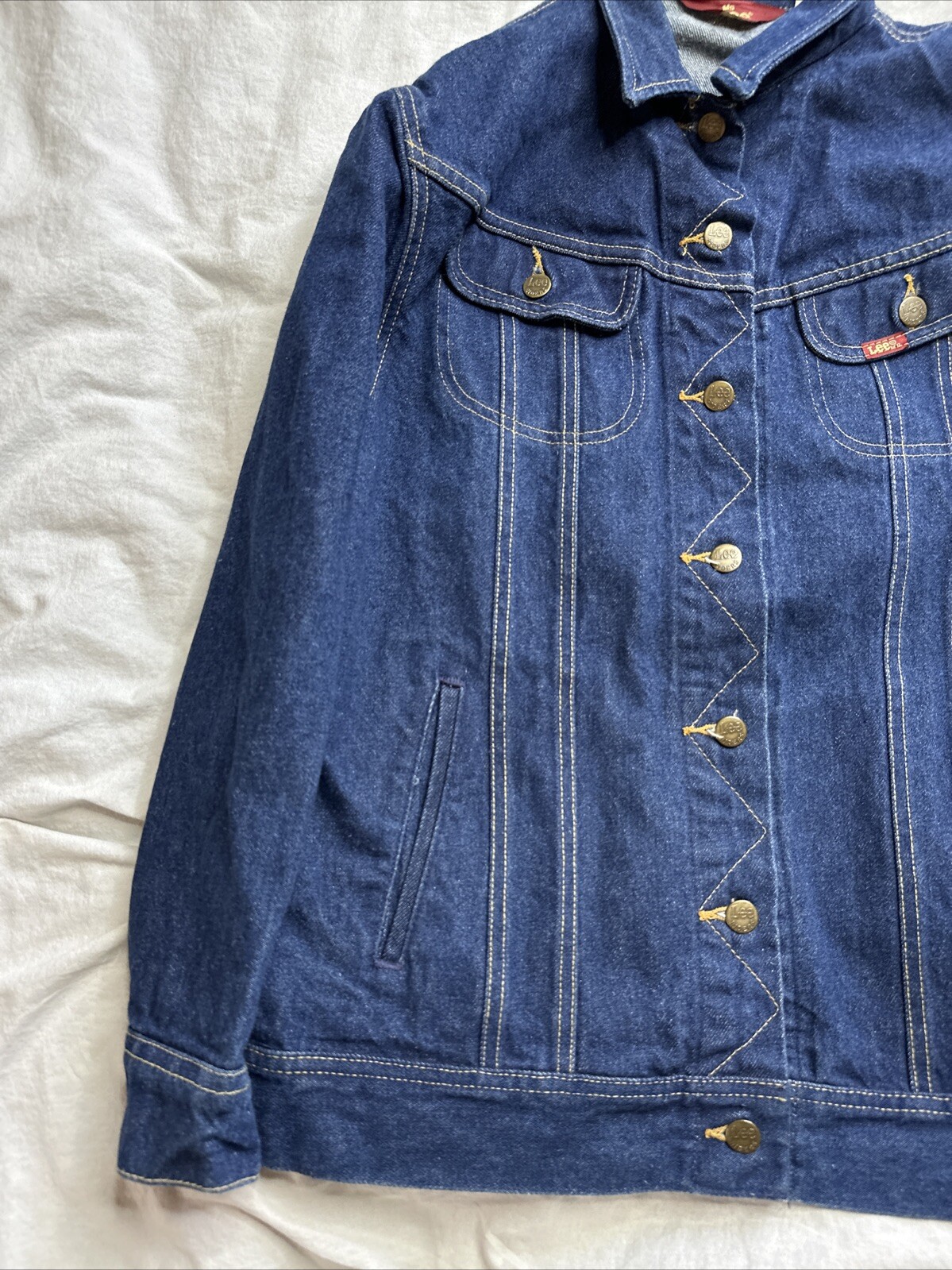 Vintage 90s Ms Lee Denim Jean Trucker Jacket Womens Size 9/10 40 Dark