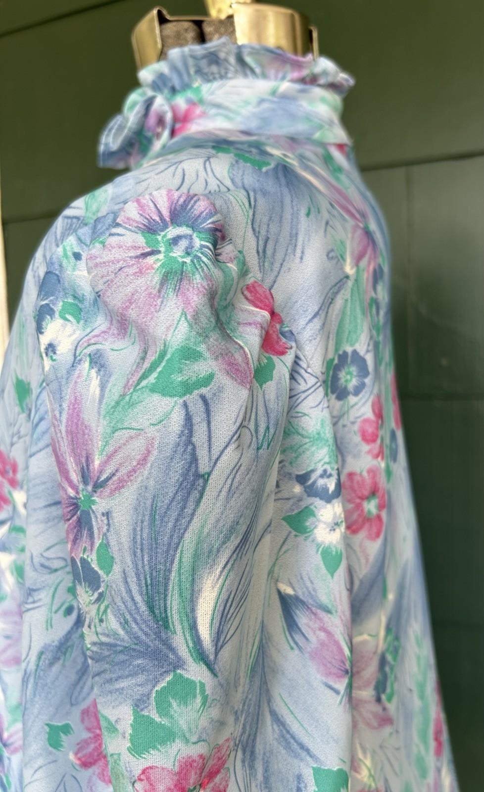 Vintage Deadstock 80s Blouse Size 38 Watercolor Floral Print Grandma Secretary