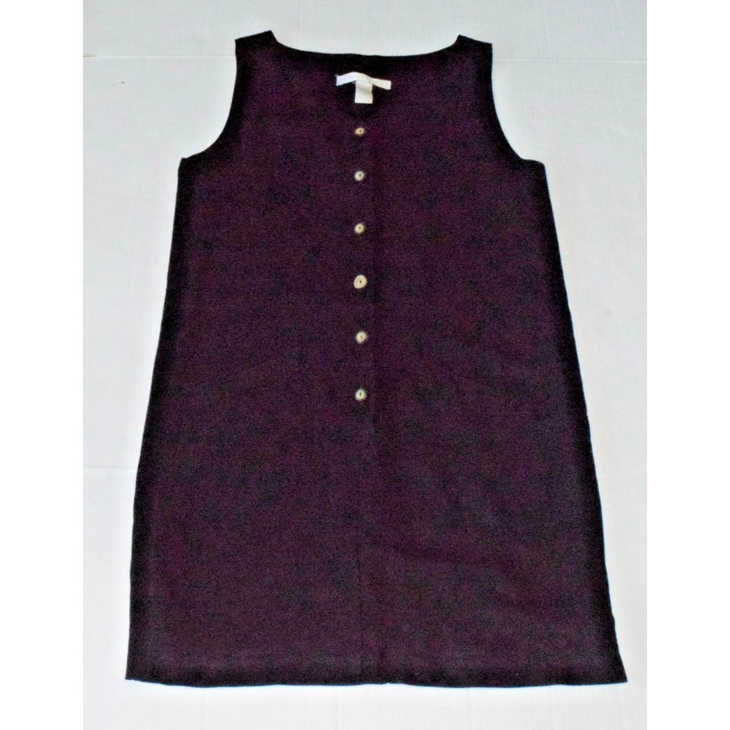 Vintage Linen Dress The Limited Size S 90s Black Quarter Button Lined Made Italy