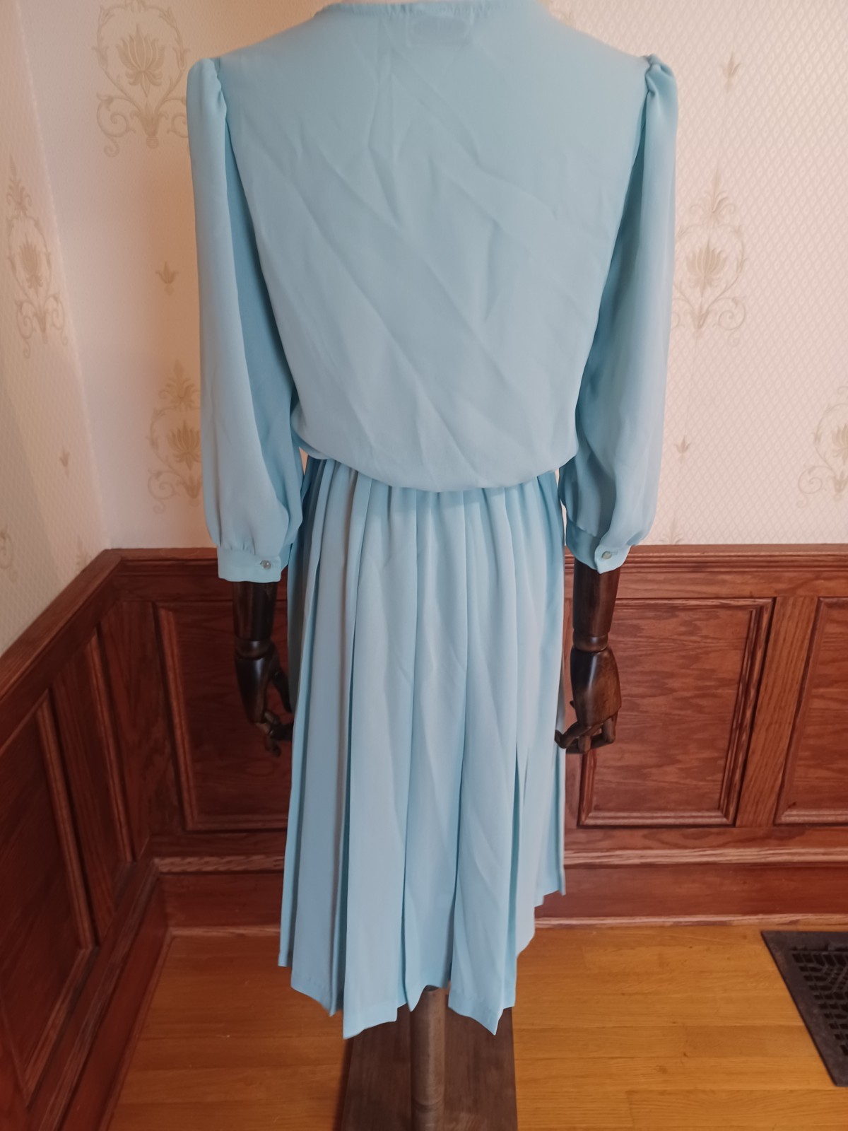 Vintage 1980s Sheer Pastel Aqua Bobby’s Girl Romantic Coquette Dress