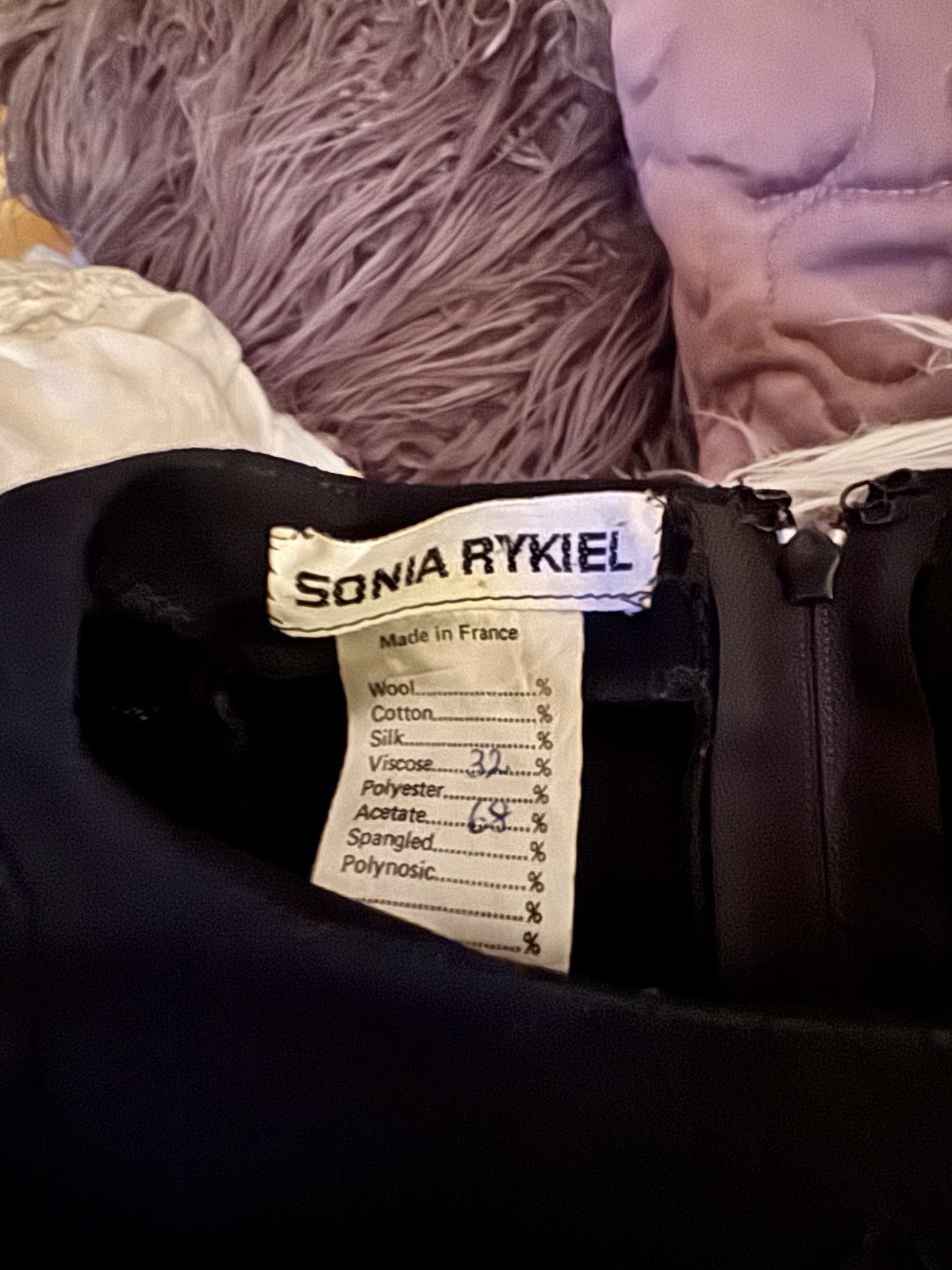 Sonia Rykiel France Black Peep Plunge Sexy Netting Rhinestones LS Blouse Top S