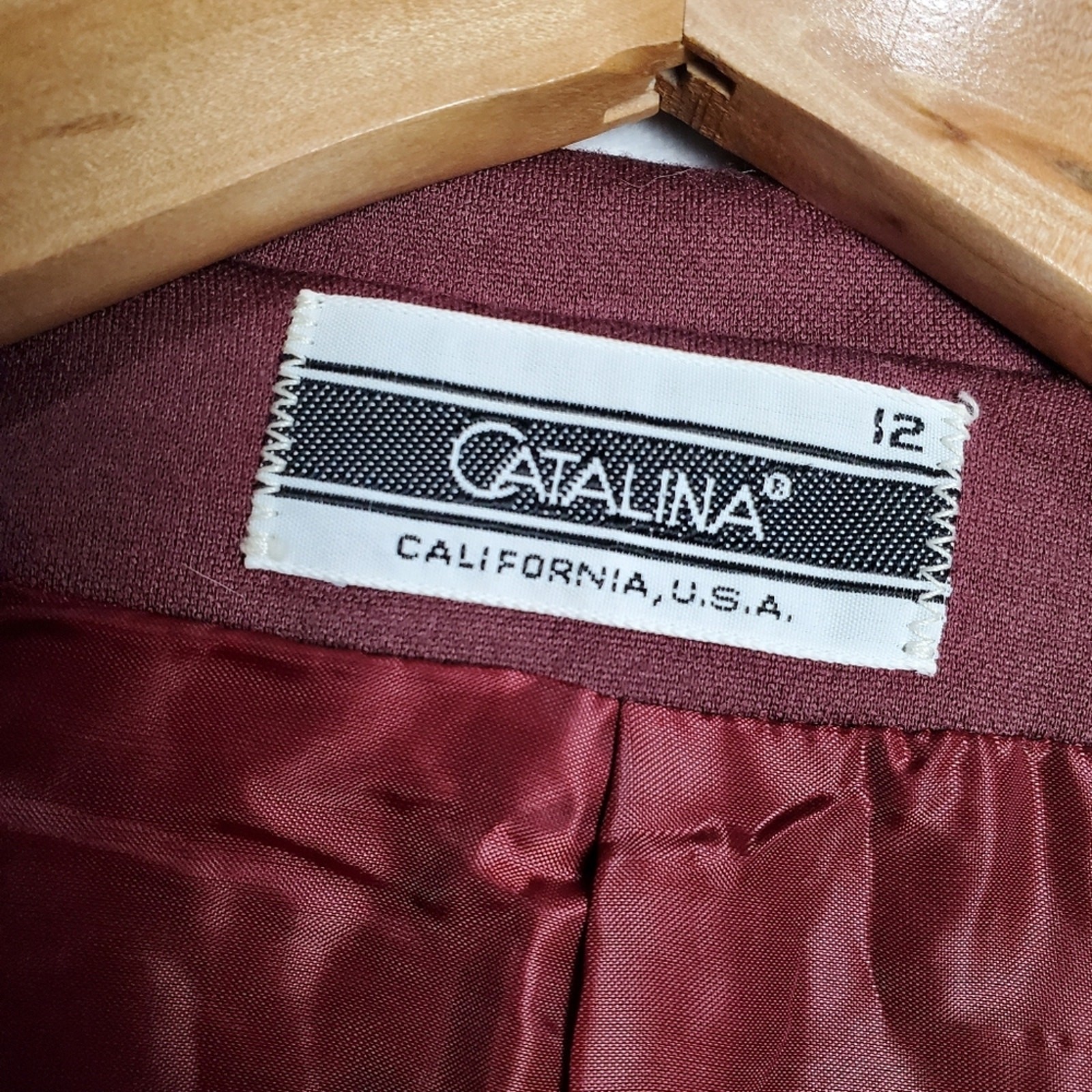 Vintage 90s Catalina Burgundy Fitted Double Button Pocket Blazer Size 12
