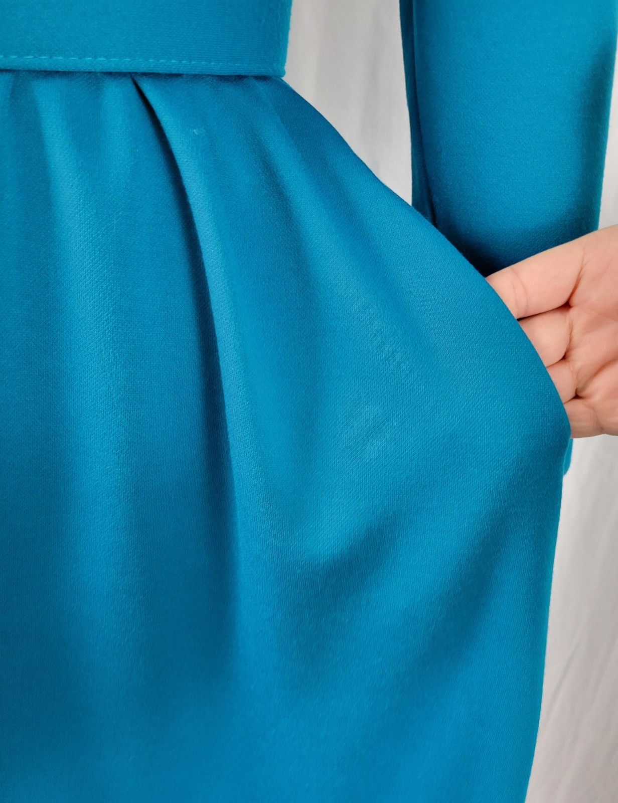 Vintage Impromptu Teal/Turquoise Blouson Dress w Matching Belt Size 12P