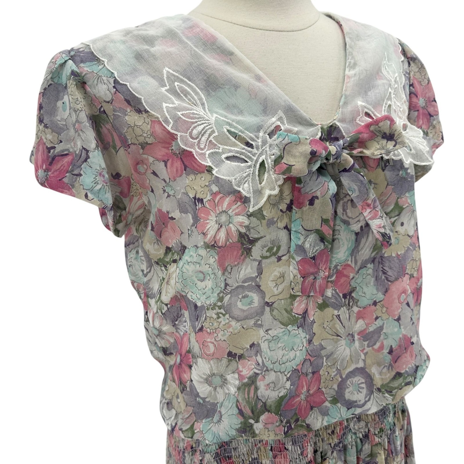 Vintage Dawn Joy Fashions Juniors 11 Dress Floral Midi Multicolor Boho Cottage