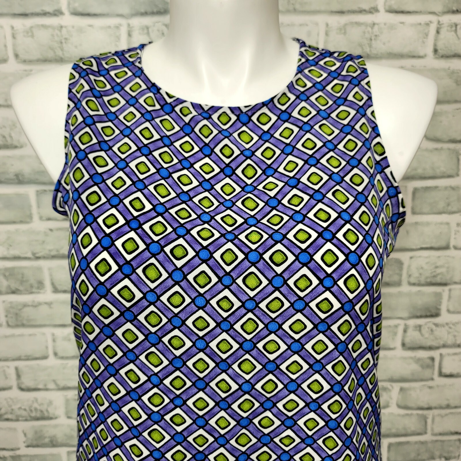 Vintage 90s does 60s Tickets Womens L Colorful Mod Geometric Aline Shift Dress