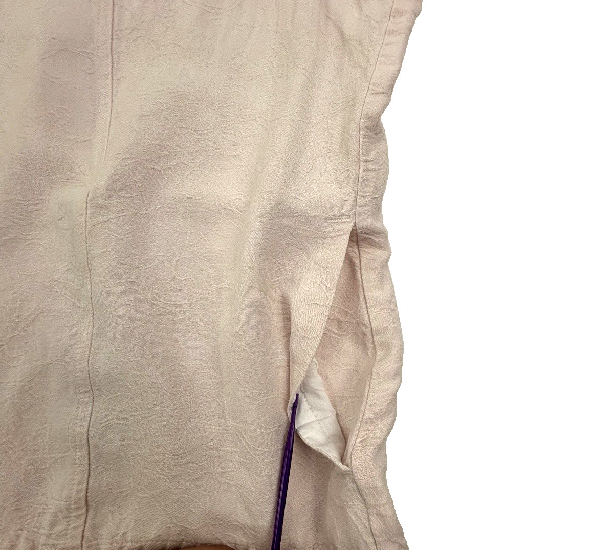 VTG Chico’s Design Linen Blend Jacket Pastel Pink Embossed Mandarin Collar L 3